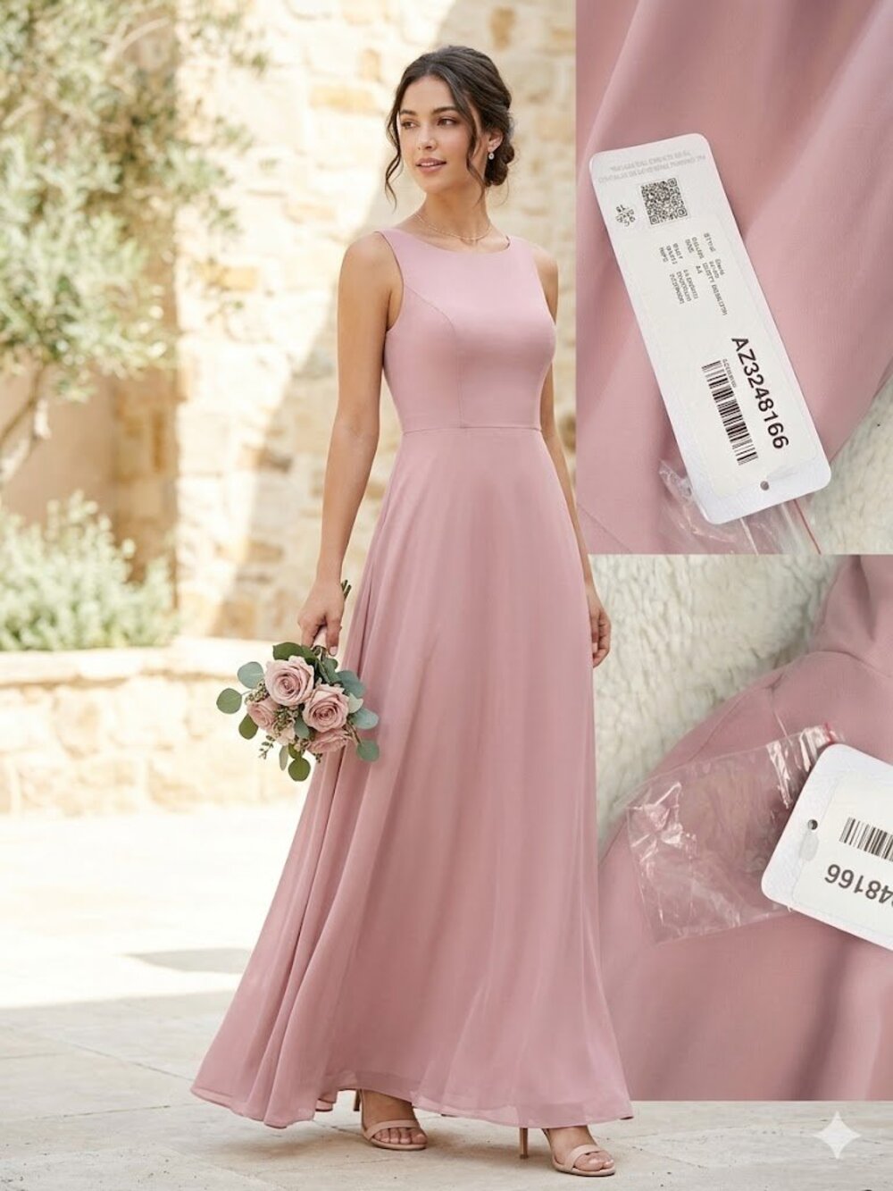 NWT Azazie Davis Bridesmaid Dress Dusty Rose Size A4